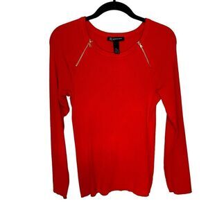 I.N.C International Concept Sweater Women's Petite Large Red with Zipper Accents